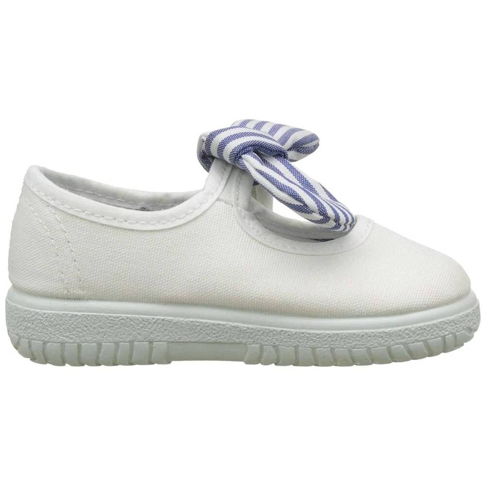 NEW VICTORIA girls' slip on canvas bow shoes in white